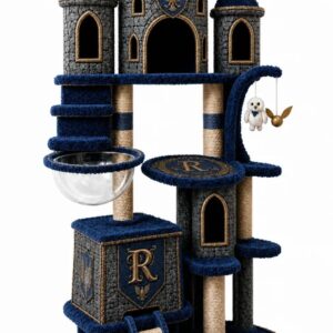 MeowGwarts Magic Castle Cat Tower - Ravenclaw | 68" Tall | Warehouse Direct | Free US Shipping