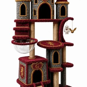 MeowGwarts Magic Castle Cat Tower - Gryffindor | 68" Tall | Warehouse Direct | Free US Shipping
